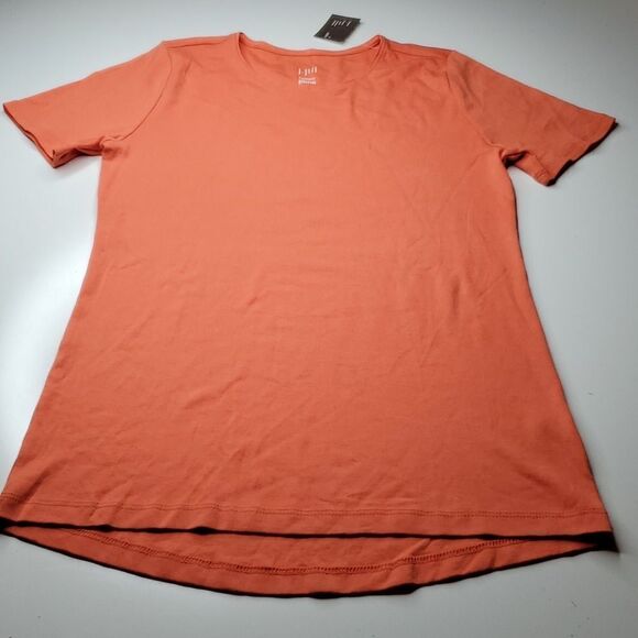 NEW S JJILL PERFECT PIMA COTTON PSL FALL orange short sleeve SHIRT small J Jill - Picture 1 of 7
